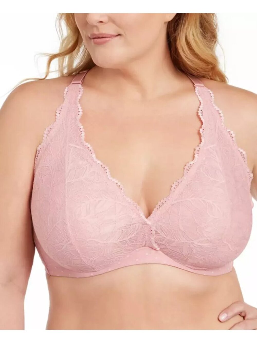 INC Womens Fresh Carnation Lace Halter Back Bralette Size 2X , Pink